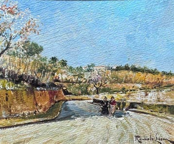 Romolo Leone (1883-1958) - Stradina di campagna, Antiek en Kunst, Kunst | Schilderijen | Klassiek