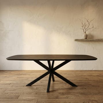 Eettafel Deens ovaal zwart | Mangohout, Ophalen of Verzenden, Nieuw