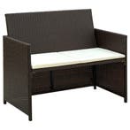 vidaXL Tuinbank 2-zits met kussens poly rattan bruin, Verzenden, Nieuw