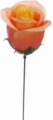 Zijden Roosjes Bud Oranje op draad per stuk, Ophalen of Verzenden, Nieuw