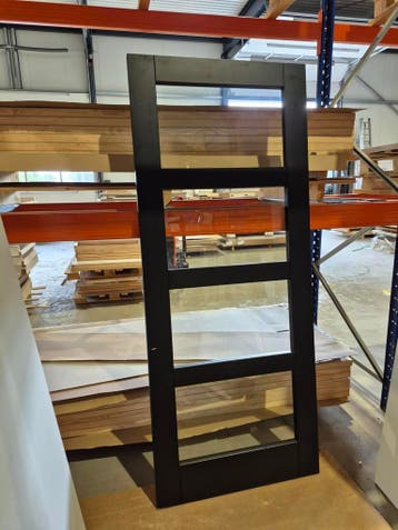 Binnendeur zwart met blank glas 83 x 2015 stomp, Binnendeur, Nieuw, 200 tot 215 cm, Glas