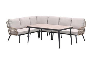 GI Allasio lounge-dining hoekset (5-delig) - Carbon, Verzenden, Nieuw, Wicker, Loungeset