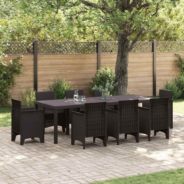 vidaXL Tuinstafel Bruin 250 x 100 x 73 cm poly rattan, Tuin en Terras, Tuintafels, Nieuw, Verzenden