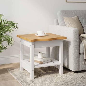 vidaXL Bijzettafel EKAI Wit 50 x 50 x 45,5 cm Massief, Verzenden, Nieuw