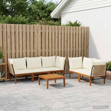 vidaXL 6 st Massief acaciahout & touw Naturel, Verzenden, Nieuw, 6 zitplaatsen