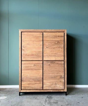 Moderne gesloten teakhouten kast, Ophalen of Verzenden, Nieuw