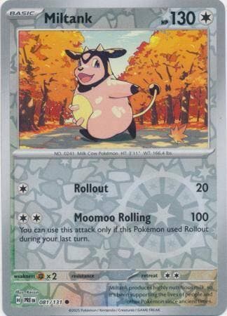 Miltank 081/131 reverse holo Prismatic Evolutions, Hobby en Vrije tijd, Verzamelkaartspellen | Pokémon, Losse kaart, Nieuw, Foil