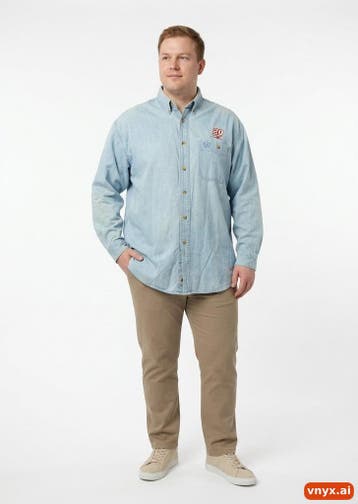 CHASE AUTHENTIC Casual Shirt Heren maat L Lichtblauw Vintage, Ophalen of Verzenden, Nieuw, CHASE AUTHENTIC