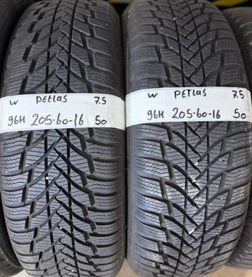 2x 205-60-16 Petlas Winter 96H 2x7.5mm €50 PerBand 205 60 16, Ophalen, Gebruikt, 16 inch, Band(en)