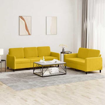 vidaXL 2-delige Loungeset fluweel geel, Verzenden, Nieuw, Vierpersoons of meer, Stof