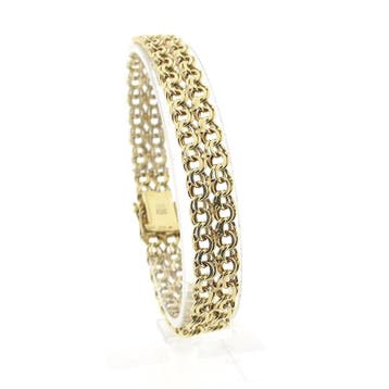 Gouden dubbele Prince of Wales schakelarmband, Ophalen of Verzenden, Gebruikt, Goud, Goud