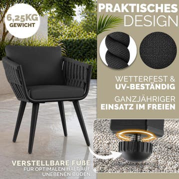 tillvex® Tuinstoel, 6 stuk set, weerbestendig, met armleunin, Tuin en Terras, Tuinstoelen, Verzenden, Zo goed als nieuw