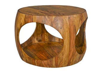 Salontafel ORGANIC LOOP 60cm rond met opbergruimte sheesham, Ophalen of Verzenden, Nieuw