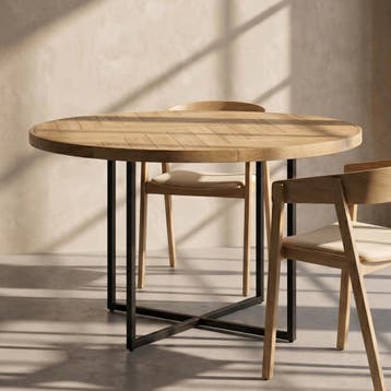 *WOONWINKEL* Ronde Eettafel Visgraat Eiken, Huis en Inrichting, Tafels | Eettafels, Verzenden, Nieuw