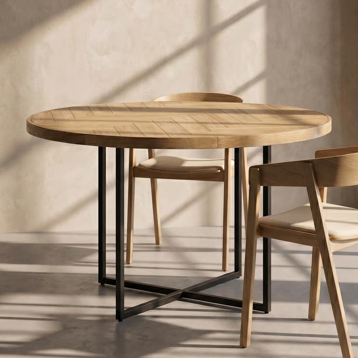 *WOONWINKEL* Ronde Eettafel Visgraat Eiken, Huis en Inrichting, Tafels | Eettafels, Nieuw, Verzenden