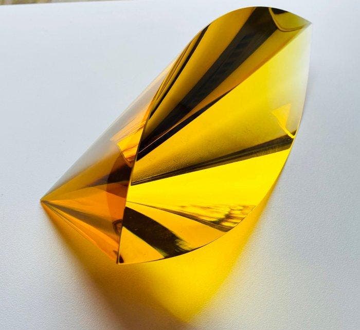 Tomas Brzon - sculptuur, “ GOLDEN SKY” Unique - 26 cm - Glas, Antiek en Kunst, Antiek | Glas en Kristal