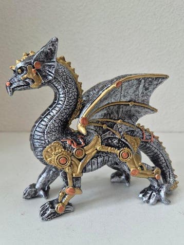 Beeldje - gesigneerd S.Buru***STEAMPUNK FANTASY DRAAK*** -