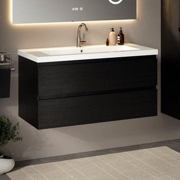 2dekans | Mirlux Badkamermeubel Zwart Eiken 80 cm - Wastafel, Ophalen of Verzenden, Zo goed als nieuw