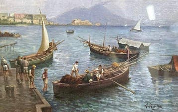 Attilio Pratella (1856-1949), attribuito a - Pescatori nel, Antiek en Kunst, Kunst | Schilderijen | Klassiek