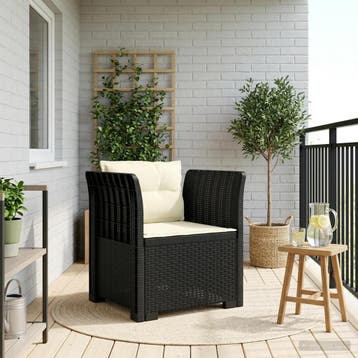 vidaXL Eénpersoons Fauteuil met Kussens Rattan Look PP, Verzenden, Nieuw