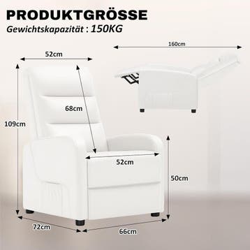 Fauteuil met armleuning - Relaxfauteuil - Relaxstoel - Wit -, Verzenden, Zo goed als nieuw