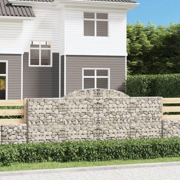 vidaXL Schanskorven 2 st gewelfd 300x30x120/140 cm ijzer, 100 cm of meer, Verzenden, Nieuw, Metaal