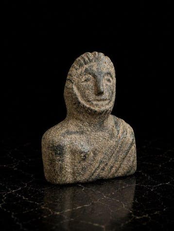 Oud (Romeins?) Brons Buste met gedrapeerde schouder 1e tot, Antiek en Kunst