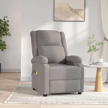 vidaXL Massagestoel elektrisch stof taupe, Sport en Fitness, Verzenden, Nieuw