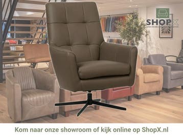Leren draaifauteuil Central - Toledo Lever (bruin), Huis en Inrichting, Fauteuils, Nieuw, Ophalen of Verzenden, 75 tot 100 cm