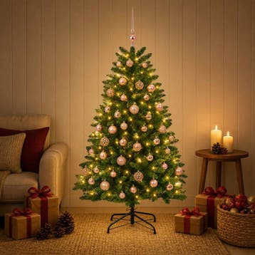 vidaXL Kunstkerstboom middengroen met kerstbal 150 cm 150, Diversen, Verzenden, Nieuw