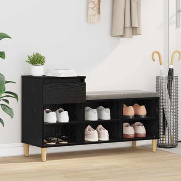 vidaXL Schoenenkast 102 x 36 x 60 cm Bewerkt hout Zwart, Verzenden, Nieuw