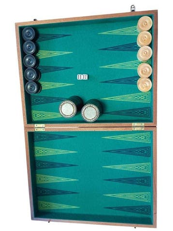 Speeltafel - Hout, Textiel, Plastic - Backgammon spel, Antiek en Kunst