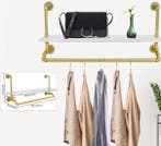 Gouden wandkledingrek met planken en kaststangen, Huis en Inrichting, Kasten | Wandmeubels, Verzenden, Nieuw