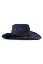 Cowboyhoed Donkerblauw Suedelook Lichtgewicht Blauwe PU Sued, Ophalen of Verzenden, Nieuw, Overige maten, Carnaval