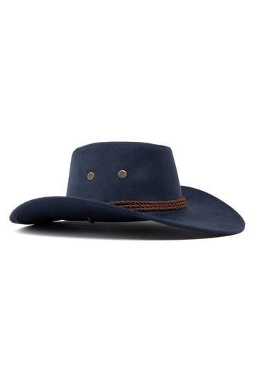 KIMU® Cowboyhoed Donkerblauw Suedelook Lichtgewicht Blauwe P, Ophalen of Verzenden, Nieuw, Overige maten, Carnaval