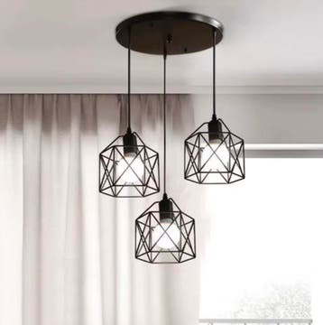 Vintage 3-Lichts Hanglamp – Industriële Metalen Plafondlamp, Huis en Inrichting, Lampen | Hanglampen, Verzenden, Nieuw
