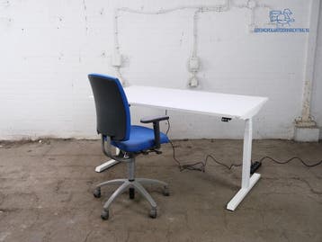 MARO elektrisch bureau 160x80 wit T-poot Linak ZGAN, Zit-sta bureau, Gebruikt, Verzenden, Overige merken