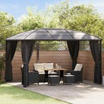 vidaXL Prieel met gordijnen 400x300x265 cm antraciet, Verzenden, Nieuw