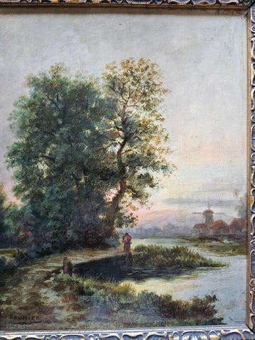 Franse School (XIX), gesigneerd Saunier - Lapres-midi au, Antiek en Kunst