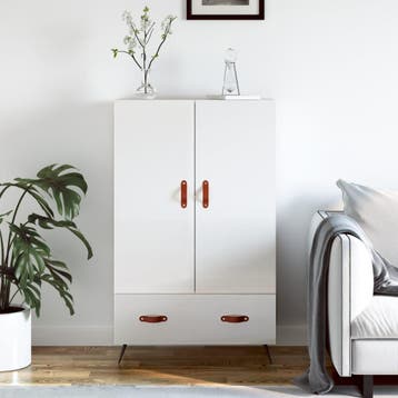 vidaXL buffetkast 69,5x31x115 cm bewerkt hout hoogglans wit, Huis en Inrichting, Kasten | Buffetkasten, Verzenden, 100 tot 150 cm