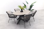 GI Margriet zwart/zand / Edison 180 x 115 cm. tafel - ovale, Verzenden, Nieuw, Wicker, Tuinset