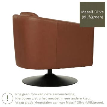 Leren draaifauteuil Press - Massif Olive (olijf/groen) -, Bohemian, Klassiek, Retro, Romantisch, Vintage, Nieuw, Ophalen of Verzenden