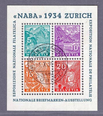 Zwitserland 1934 - NABA Block - ANK 283-286 Block 1, Gestempeld