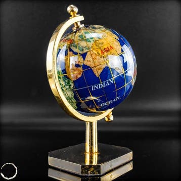 Globus van natuurlijk lapis lazuli – Wereld in edele