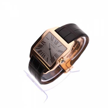 Cartier Santos Dumont 2650 W2006951; 18ct. Rosé Gouden Ho.., Overige merken, Leer, Ophalen of Verzenden, Zo goed als nieuw