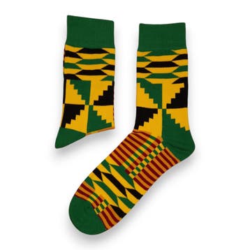 Afrikaanse sokken / Afro sokken / Kente sokken - Groen Geel, Ophalen of Verzenden, Nieuw