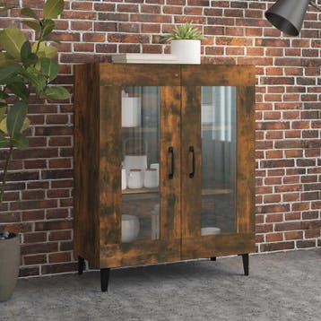 vidaXL Dressoir 69,5x34x90 cm bewerkt hout gerookt, Verzenden, Nieuw, Overige houtsoorten, Minder dan 50 cm