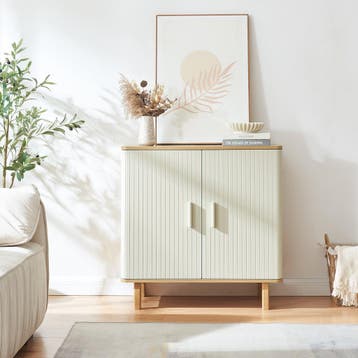 Commode Ferrersp 80x80x40 cm eikenkleurig havermout en natur, Verzenden, Nieuw