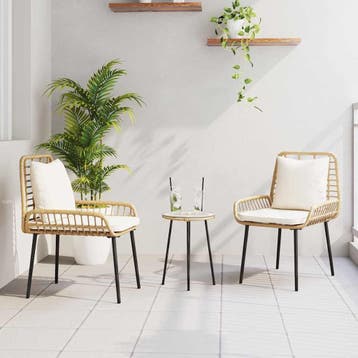 vidaXL Tuin eettafelset 3 st Bruin en Crème poly rattan, Verzenden, Nieuw, 3 zitplaatsen