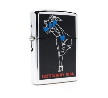 Zippo 1935 Windy girl, Verzamelen, Rookartikelen, Aanstekers en Luciferdoosjes, Verzenden, Nieuw, Aansteker